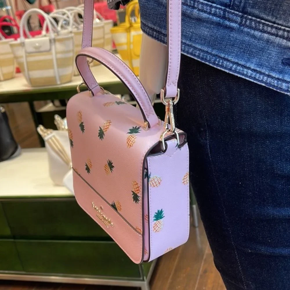 Kate Spade Staci Square Pineapple Crossbody Pink Multi - Picture 12 of 16